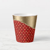 Prachtige, diepe rode Floral Pattern met Gold Ribb Latte Mok (Voorkant)