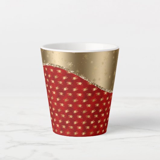 Prachtige, diepe rode Floral Pattern met Gold Ribb Latte Mok (Voorkant)