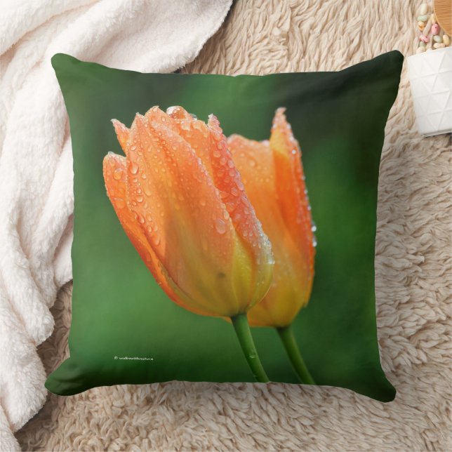 Prachtige, diepgekust pastel Oranje Tulpen Kussen (Deken)