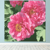 Prachtige dieproze pioen op canvas. canvas afdruk (Insitu (Houten vloer))