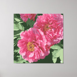 Prachtige dieproze pioen op canvas. canvas afdruk
