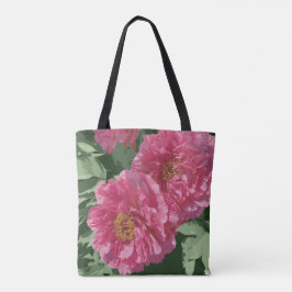 Prachtige dieproze pioen op canvas tas