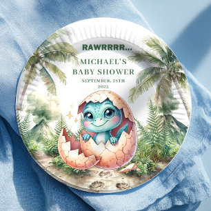 Prachtige Dino Baby Shower Komt Erachter Borden Papieren Bordje