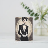 Prachtige diva gekleed in le Smoking smoking, vint Visitekaartje (Staand voorkant)