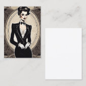 Prachtige diva gekleed in le Smoking smoking, vint Visitekaartje (Voorkant / Achterkant)