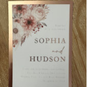 Prachtige Divine Blush Bruiloft Roos Gouden Rand Folie Uitnodiging