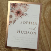 Prachtige Divine Blush Bruiloft Roos Gouden Rand Folie Uitnodiging