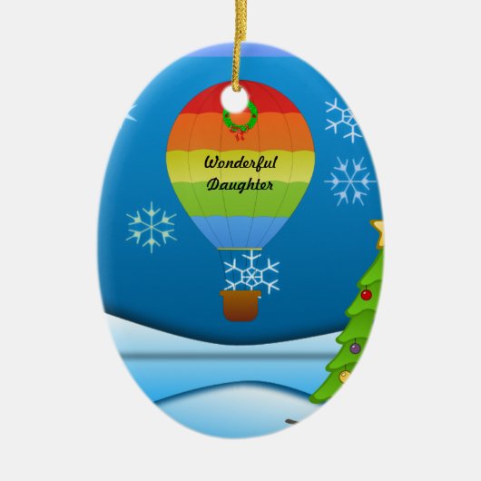 Prachtige dochter, kleurige hete luchtballon keramisch ornament (Voorkant)