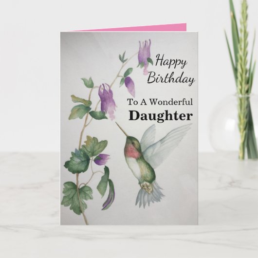 Prachtige dochter verjaardag kolibrie tuin kaart (Voorkant)