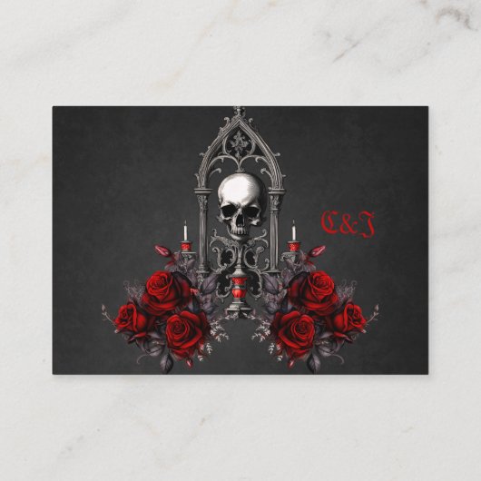 Prachtige donkere gotische bruiloft ontwerp informatiekaartje (Achterkant)