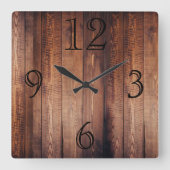 Prachtige, donkere, op hout uitziende wandklok (Voorkant)