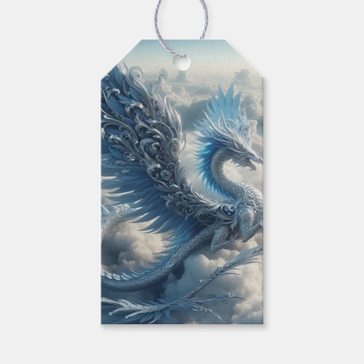 Prachtige draak omringd door wolken cadeaulabel (Voorkant)