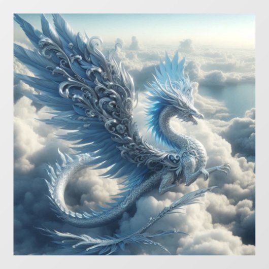Prachtige draak omringd door wolken raamsticker (Vel)