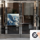 Prachtige draak omringd door wolken raamsticker (Kantoordeur)