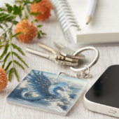 Prachtige draak omringd door wolken sleutelhanger (Voorkant Rechts)