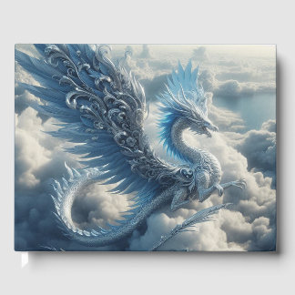 Prachtige draak omringd door wolken tekstgebieden gastenboek