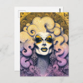 Prachtige Drag Queen geel Paarse Briefkaart (Voorkant / Achterkant)