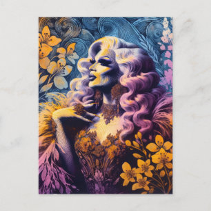 Prachtige Drag Queen in Bloemen Briefkaart