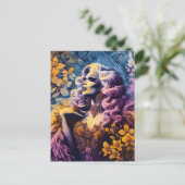 Prachtige Drag Queen in Bloemen Briefkaart (Staand voorkant)