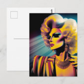 Prachtige Drag Queen in een kleurrijke gestreepte  Briefkaart (Voorkant / Achterkant)