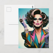 Prachtige Drag Queen in een kleurrijke jas Briefkaart (Voorkant / Achterkant)