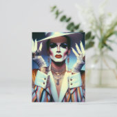 Prachtige Drag Queen in kleurrijke strepen Briefkaart (Staand voorkant)