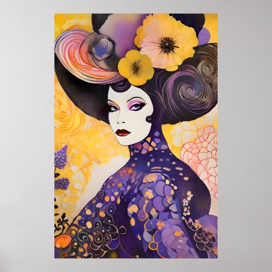 Prachtige Drag Queen Klimt stijl Poster (Voorkant)