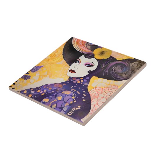 Prachtige Drag Queen Klimt stijl Tegeltje (Zijkant)