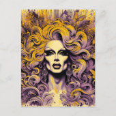 Prachtige drag queen Paarse gele vlinder Briefkaart (Voorkant)