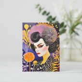 Prachtige Drag Queen Paarse Sinaasappel Briefkaart (Staand voorkant)