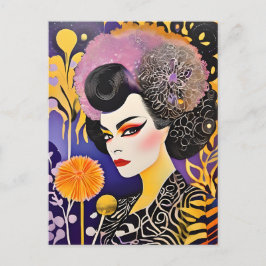 Prachtige Drag Queen Paarse Sinaasappel Briefkaart