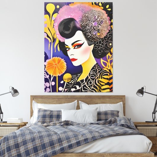 Prachtige Drag Queen Paarse Sinaasappel Canvas Afdruk (Insitu (Slaapkamer))