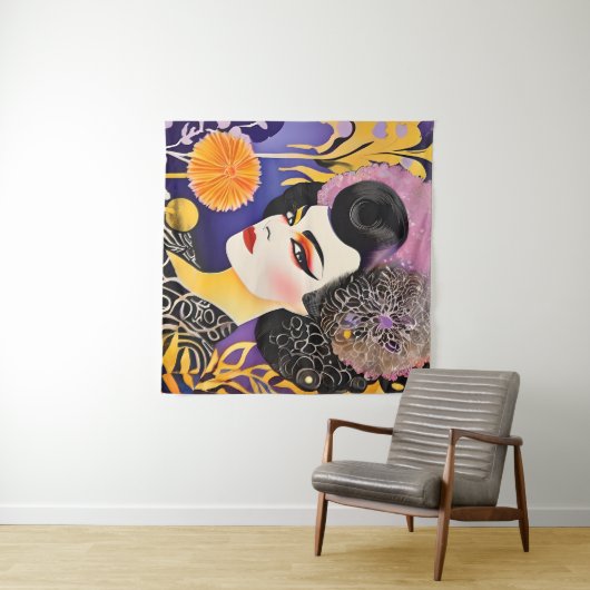 Prachtige Drag Queen Paarse Sinaasappel Wandkleed (In Situ (horizontaal))