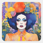 Prachtige Drag Queen Vierkante Sticker (Voorkant)