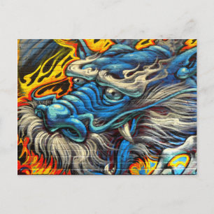 Prachtige Dragon Wall Art Graffiti Briefkaart