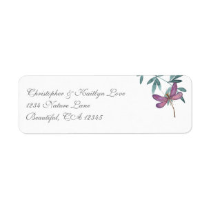 Prachtige Dragonfly en Garden Greenery Address Etiket