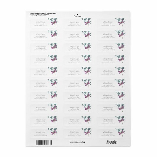 Prachtige Dragonfly en Greenery Address Etiket (Full Sheet)