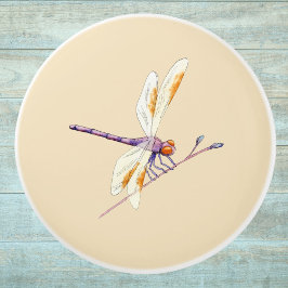 Prachtige Dragonfly op Tan Keramische Knop