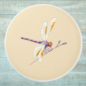 Prachtige Dragonfly op Tan Keramische Knop