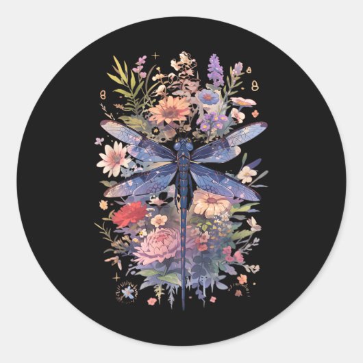 Prachtige Dragonfly Waterverf Art Insect Lover Ronde Sticker (Voorkant)