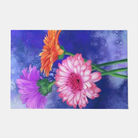 Prachtige drie kleuren: Gerberas Doormat Painting Deurmat (Voorkant)