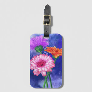 Prachtige drie kleuren-Gerberas - gemanipuleerde k Bagagelabel