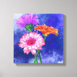 Prachtige drie kleuren-Gerberas - gemanipuleerde k Canvas Afdruk