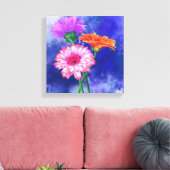Prachtige drie kleuren-Gerberas - gemanipuleerde k Canvas Afdruk (Insitu (Woonkamer))