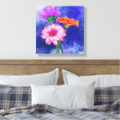 Prachtige drie kleuren-Gerberas - gemanipuleerde k Canvas Afdruk (Insitu (Slaapkamer))