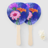 Prachtige drie kleuren-Gerberas - gemanipuleerde k Handwaaier (Voorkant en achterkant)