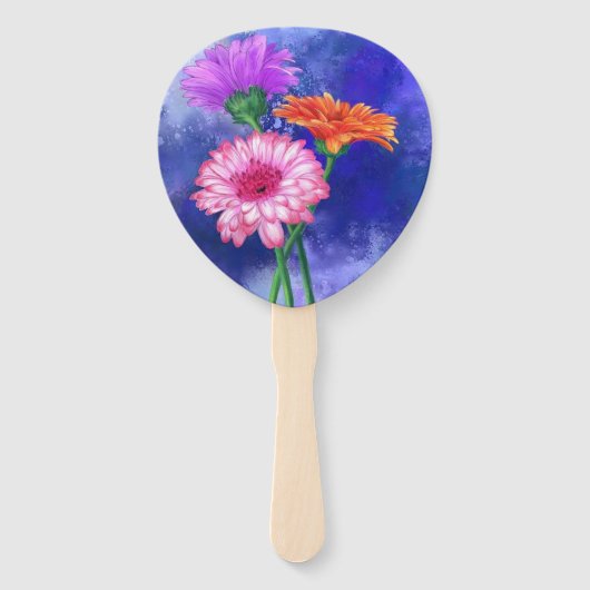 Prachtige drie kleuren-Gerberas - gemanipuleerde k Handwaaier (Achterkant)