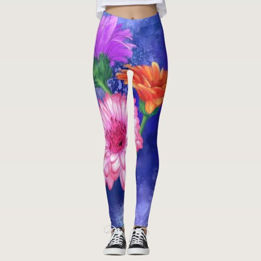 Prachtige drie kleuren-Gerberas - gemanipuleerde k Leggings (Voorkant)