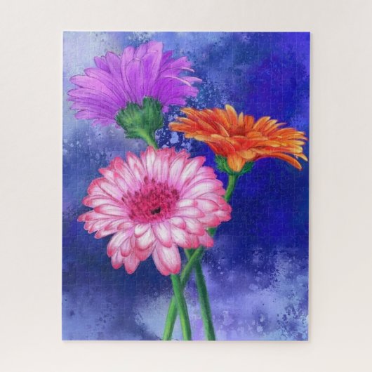 Prachtige drie kleuren-Gerberas - gemanipuleerde k Legpuzzel (Verticaal)
