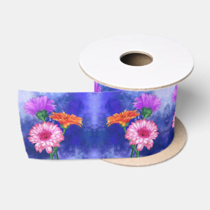 Prachtige drie kleuren-Gerberas - gemanipuleerde k Satijnen Lint